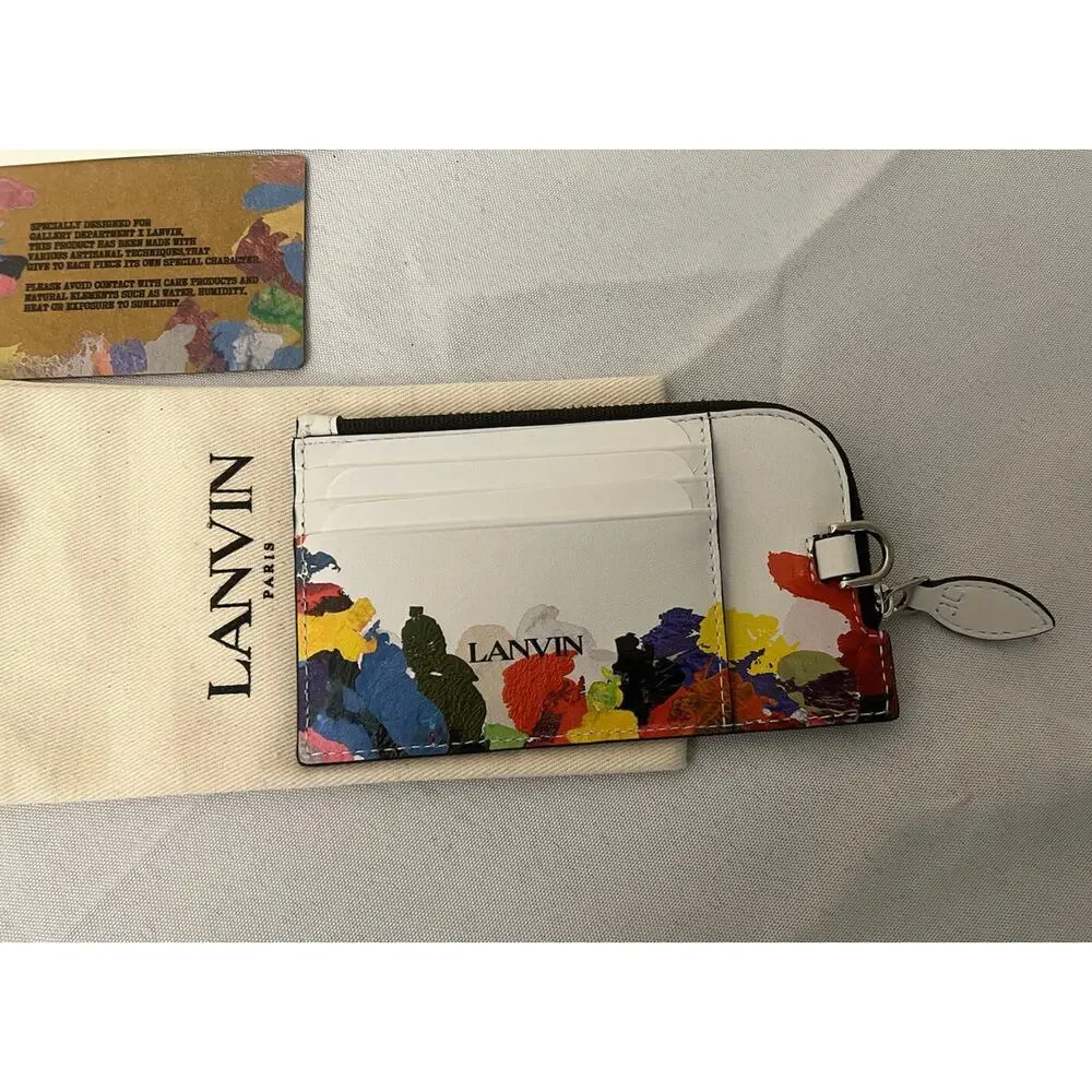 Lanvin x Gallery Dept. Card Holder Lanyard Paint Splattered Logo Wallet $550.00